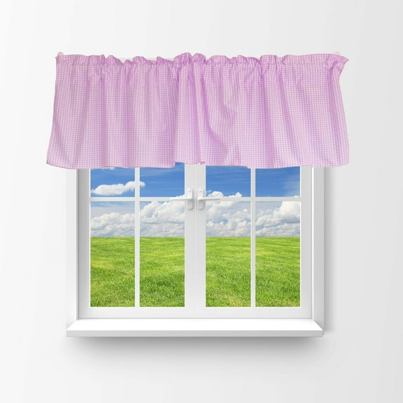 Cotton 1/8th Inch Small Gingham Checkered Window Valance 58" Wide Light Pink