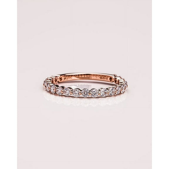 SOLITAIRE JEWELS 0.88TCW Round Cut Half Eternity Moissanite Wedding Band 10K Solid Rose Gold