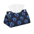 thumbnail image 2 of Lsque cool blue flower Skull Printed Long Tissue Box Cover Holder, Facial Paper Organizer Dispenser,Triangle with Bottom Belt, PVC Leather Decorative Organizer, 2 of 9