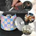 thumbnail image 4 of Yayeee Ashtray with Lid for Cigarette Smokeless Stainless Steel Home Ash Holder, Playful Daisy, 4 of 7