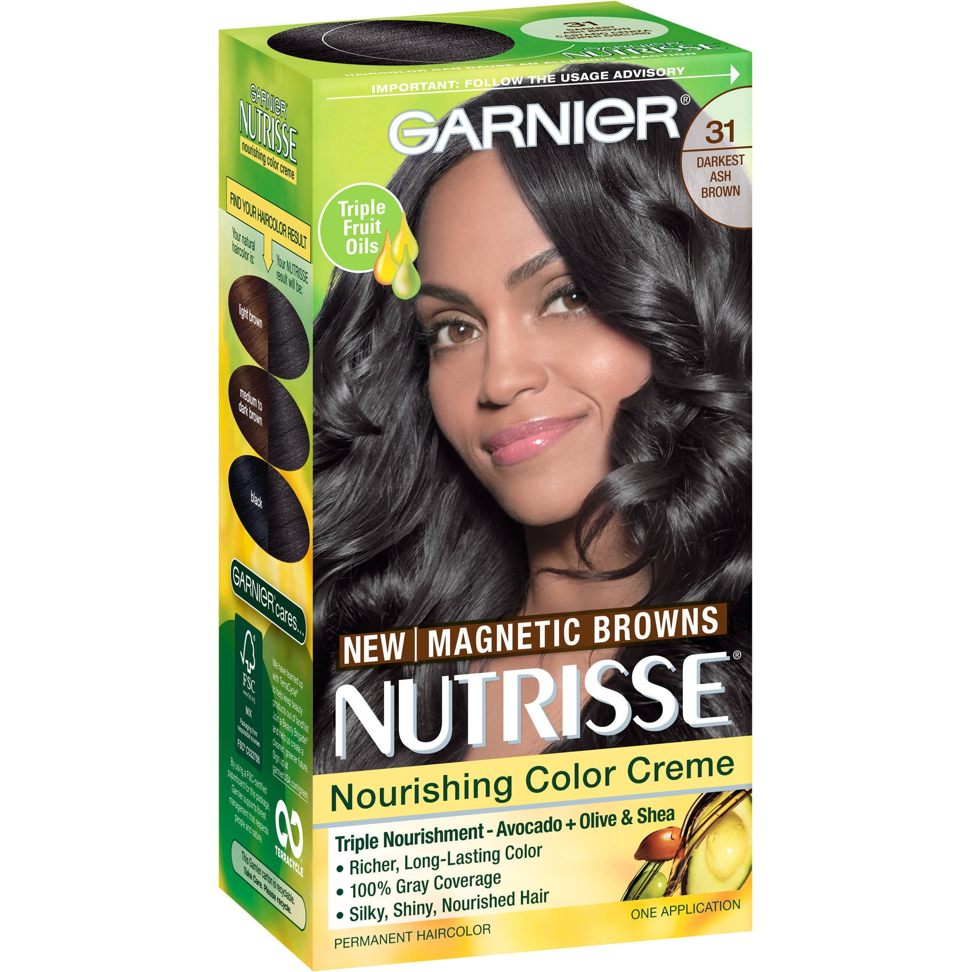 Garnier Nutrisse Nourishing Color Creme, 31 Darkest Ash Brown 