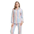 thumbnail image 3 of GLOBAL 100% Cotton Pajamas for Women Notch Collar Pjs Cozy Button Down Homewear with Pockets, Spring & Summer, 2-Piece, Sizes S to 3X, 3 of 7