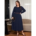 thumbnail image 2 of SHOWMALL Women's Plus Size Long Sleeve Maxi Dress with Pockets - Soft Casual Loose Long Boho Dress, 2 of 7