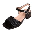 thumbnail image 3 of Zshosam Dress Shoes for Girls Girl Dress Shoes Girls High Heel Sandals Pump Open Toe T Strap Sandals Party Prom Shoes Little and Big Kids Size 2,(Black Little Kids 2), 3 of 5