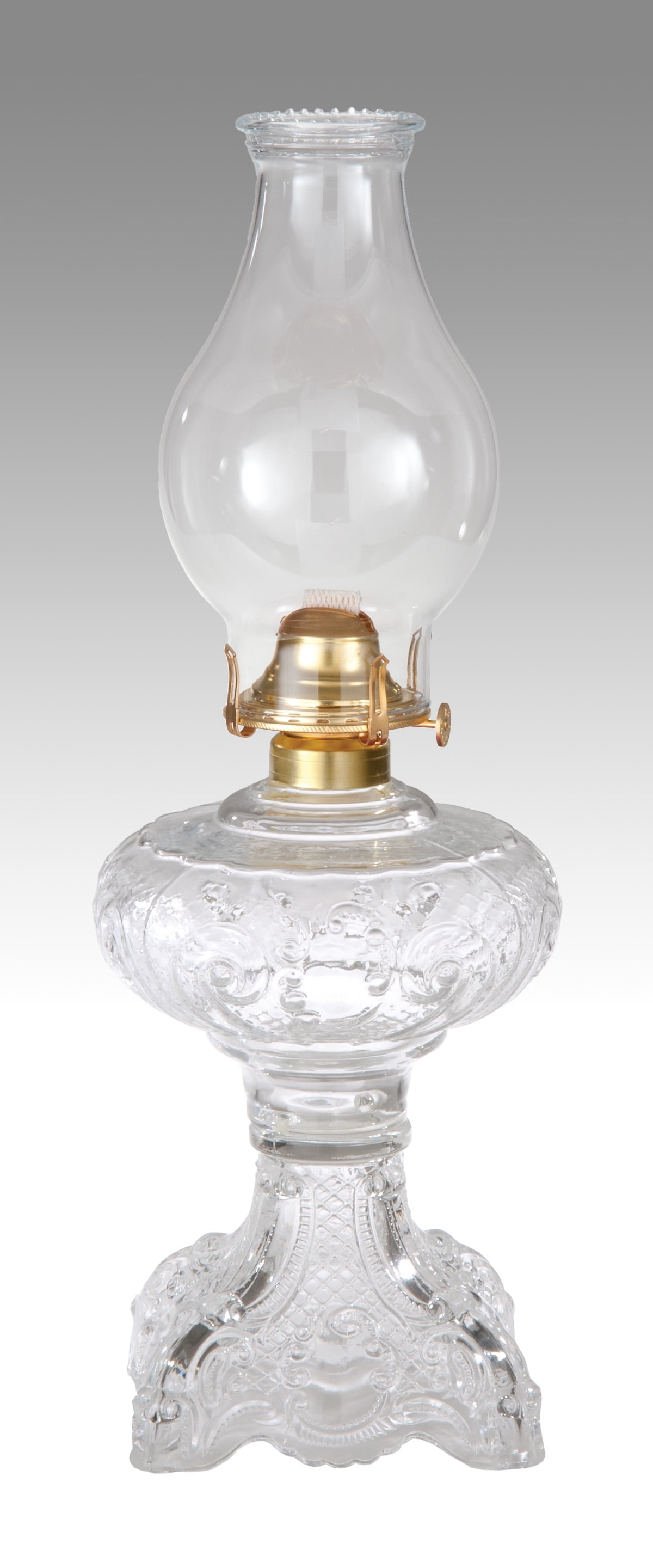 B&P Lamp® "Princess Feather" Pattern Oil Lamp, Clear Glass