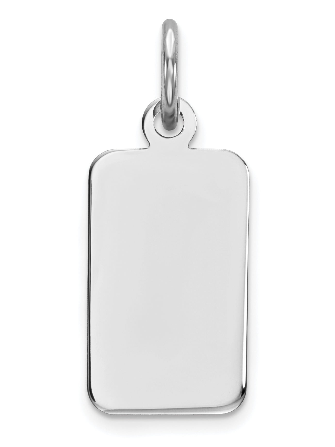 Beautiful Sterling silver 925 sterling SS Rh-plt Engraveable Rectangle Polished Front/Satin Back Disc Charm 