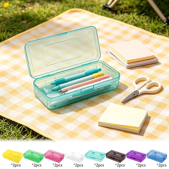 KKOUHVY Pencil Box, 5x8in Hard Plastic Pencil Box with Snap-tight Lid,, Large Clear Pencils Boxes for Pens Crayons Office Studying Supplies, Green