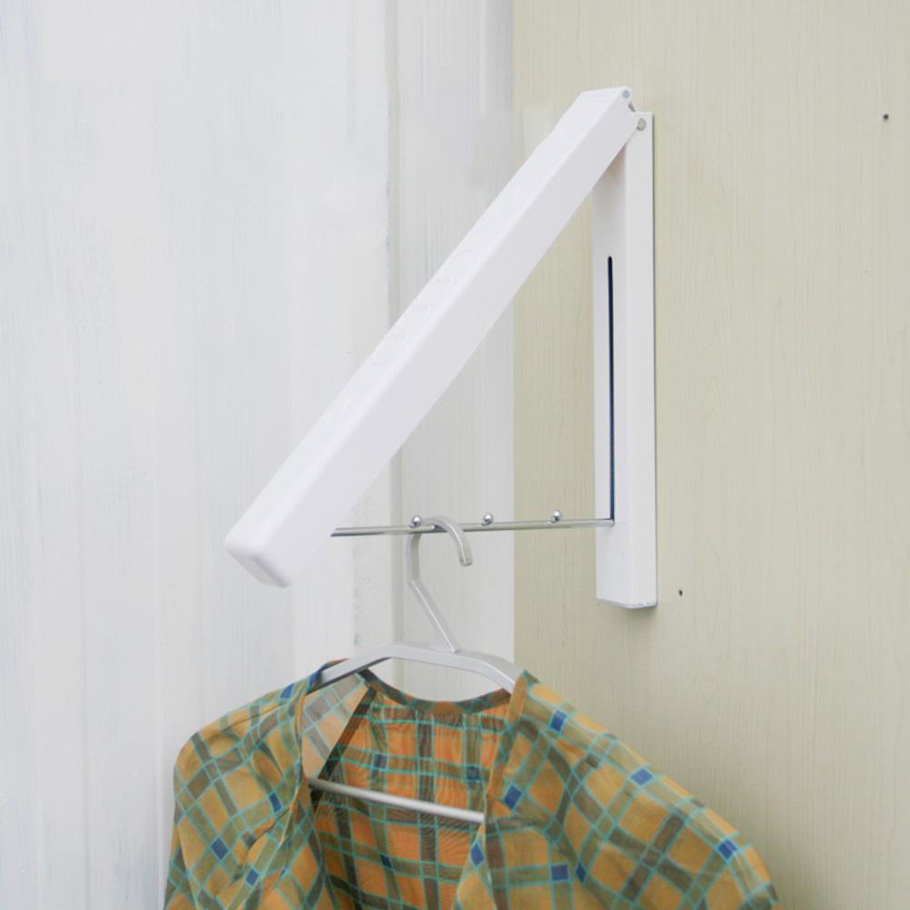 s Magic Fold-Away Coat Hanger Wall Mounted Clothes Hanging Rail System Dry Rack 