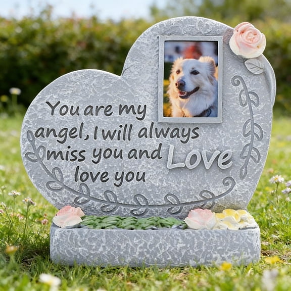 Dog Memorial Gift for Loss of Dog, Peaceful Sleeping Solar Angel Dog Statue Outdoor Waterproof, Resin Dog Figurine Pet Memorial Stone for Garden Grave Markers, Loss of Pet Sympathy Gift (Cat)