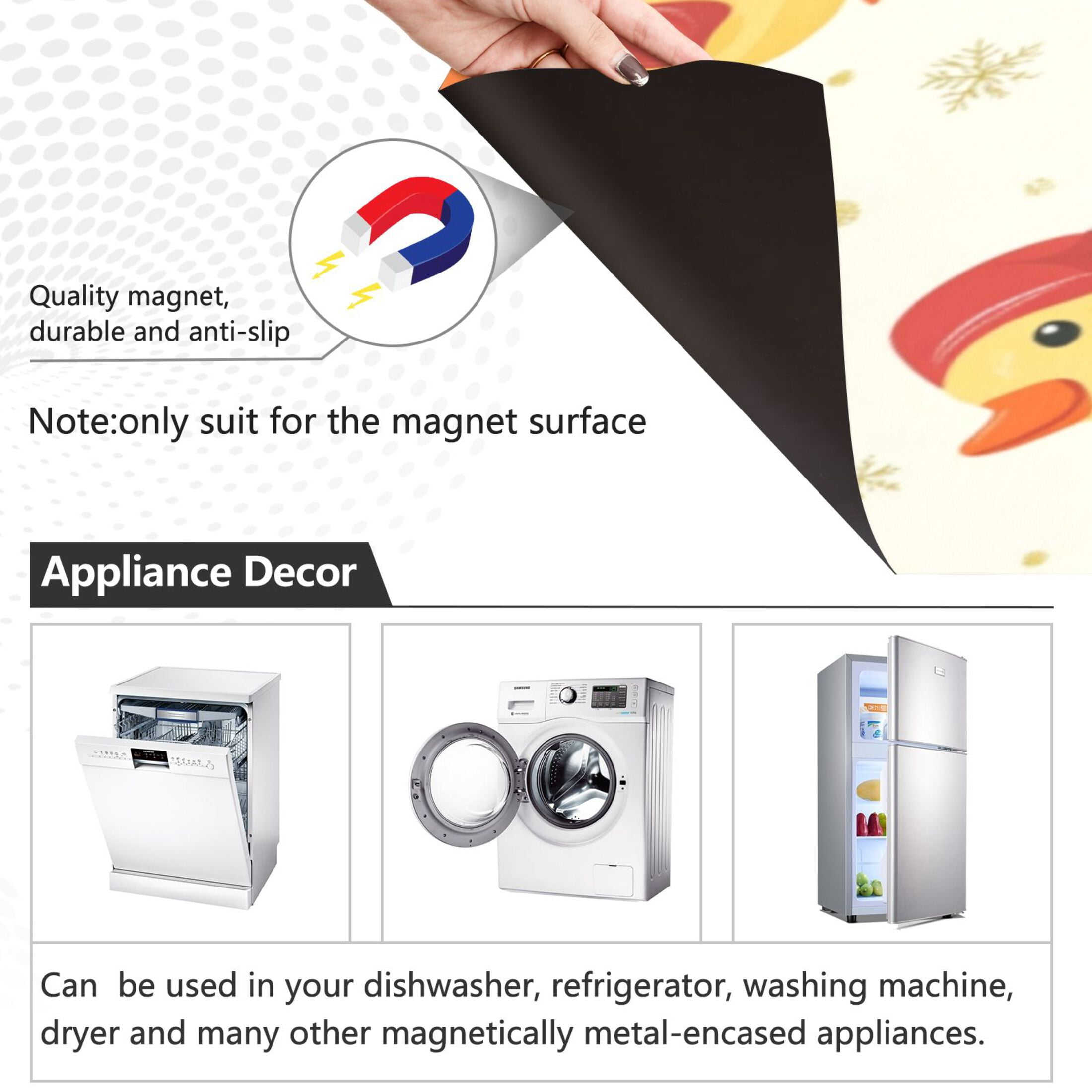 Dishwasher Magnetic Sticker 23x26 Inch Refrigerator Magnetic Sticker Washing Machine Magnetic Sticker Kitchen Panel Magnetic Sticker Home Decor Christmas Duck Seamless
