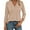 Apricot, variant on Liher 3/4 Sleeve T-shirt for Women Casual V Neck Basic Top Solid Color Dressy Tee White Loose Fit Blouse Clothes Size XL