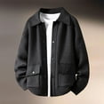 thumbnail image 2 of VNKIDY Men's Sweater Coat Autumn Winter Oversized Solid Color Contrast Collar Knitted Jacket Long Sleeve Button Front Thermal Coat With Patch Pockets For Cold Weather Classic Knitwear, 2 of 3