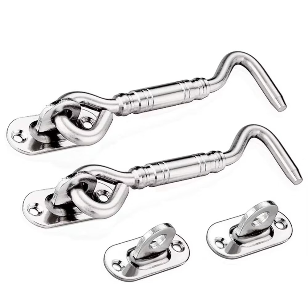 Cabin Hook,Stainless Steel Hook and Eye with Screw Cabin Hook Eye for