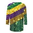 thumbnail image 5 of DDAPJ pyju Mardi Gras Tops for Women Carnival 3/4 Sleeve Shirts Loose Fit Mid-Length Pullover Tees Sequin Mask Graphic Print Parade Blouses Multicolor XL, 5 of 5