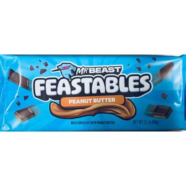 Mr Beast Feastables PEANUT BUTTER Milk Chocolate NEW Bar 2.1 oz