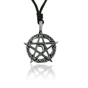 Lovely Pentagram 5-Pointed Star Silver Pewter Charm Necklace Pendant Jewelry With Cotton Cord