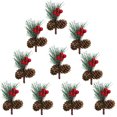 thumbnail image 1 of Artificial Stem Christmas DIY Pine Cone Pendant Simulation Berry PVC Florist Decoration Wedding Decor 10pcs Snowy Picks, 1 of 6