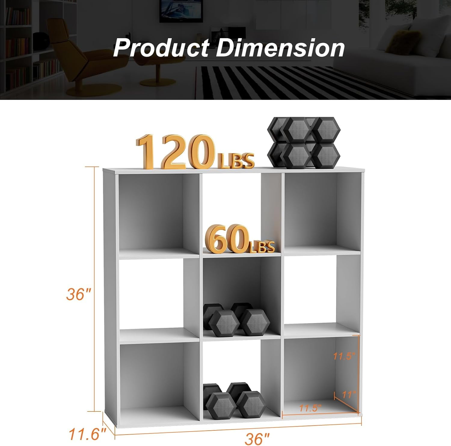 White Cube Storage Unit, 3-tier Bookcase with 9 Cube Storage Unit, Open Display Bookcase with Removable Back Panels for Living Room, Home Office, Bedroom