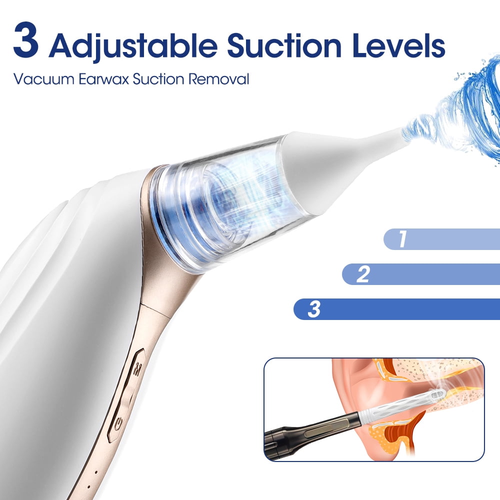 Ear Vacuum Wax Remover, Electric Ear Cleaner Silicone Ear Wax Remover Tool, USB Rechargeable Reusable Electric Ear Suction Vacuum Tool for Adults and Kids