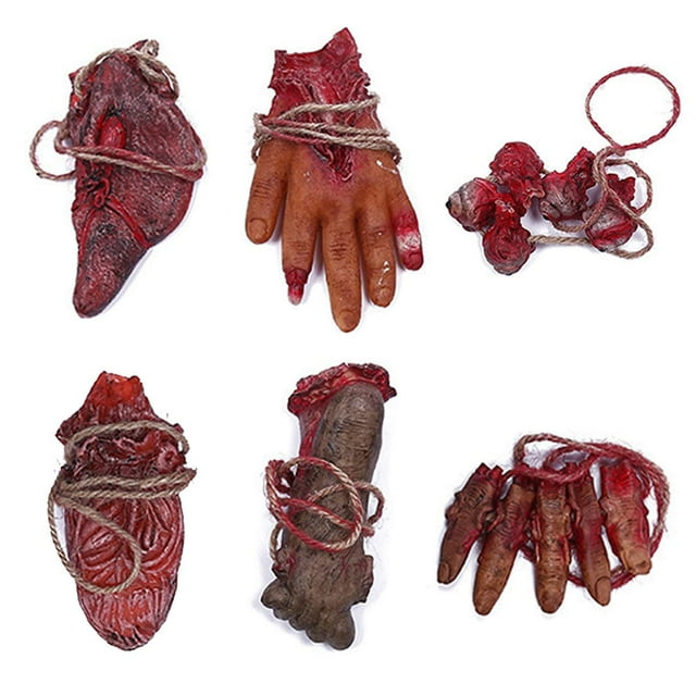 Set de 6 piezas de partes del cuerpo falsas y cortadas con sangre de XONOR para Halloween