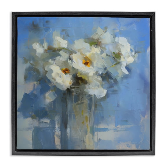 Stupell Industries Contemporary Petals Remembered Abstract Black Floating Frame Canvas Art, 18 x 18, by Svetlana Aleynikova