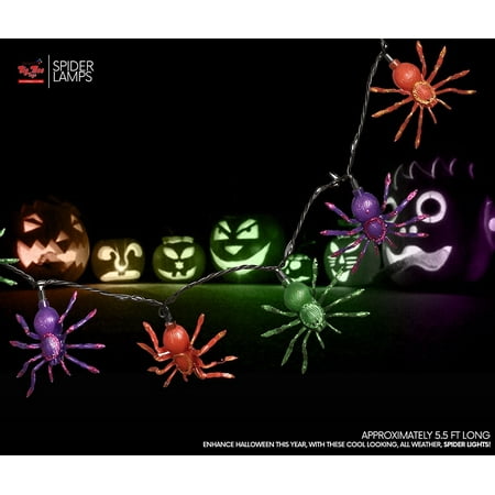 Led Halloween Lights Big Mo’s Toys Fun Halloween Glitter Spider LED String Lights (1 Pack) ()
