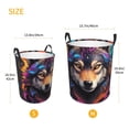 thumbnail image 3 of Fuzoiu Colorful Wolf Head Print Circular Hamper,Laundry Basket with Handle,Collapsible Laundry,Dirty Clothes Storage Basket,for Bedroom Bathroom Dorm Living Room-Small, 3 of 6