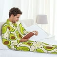 thumbnail image 4 of Mens Pajamas Set, Funny Avocado Green Love Button Down Long Sleeve Loungewear Sleepwear Pjs sets for Men, 4 of 5
