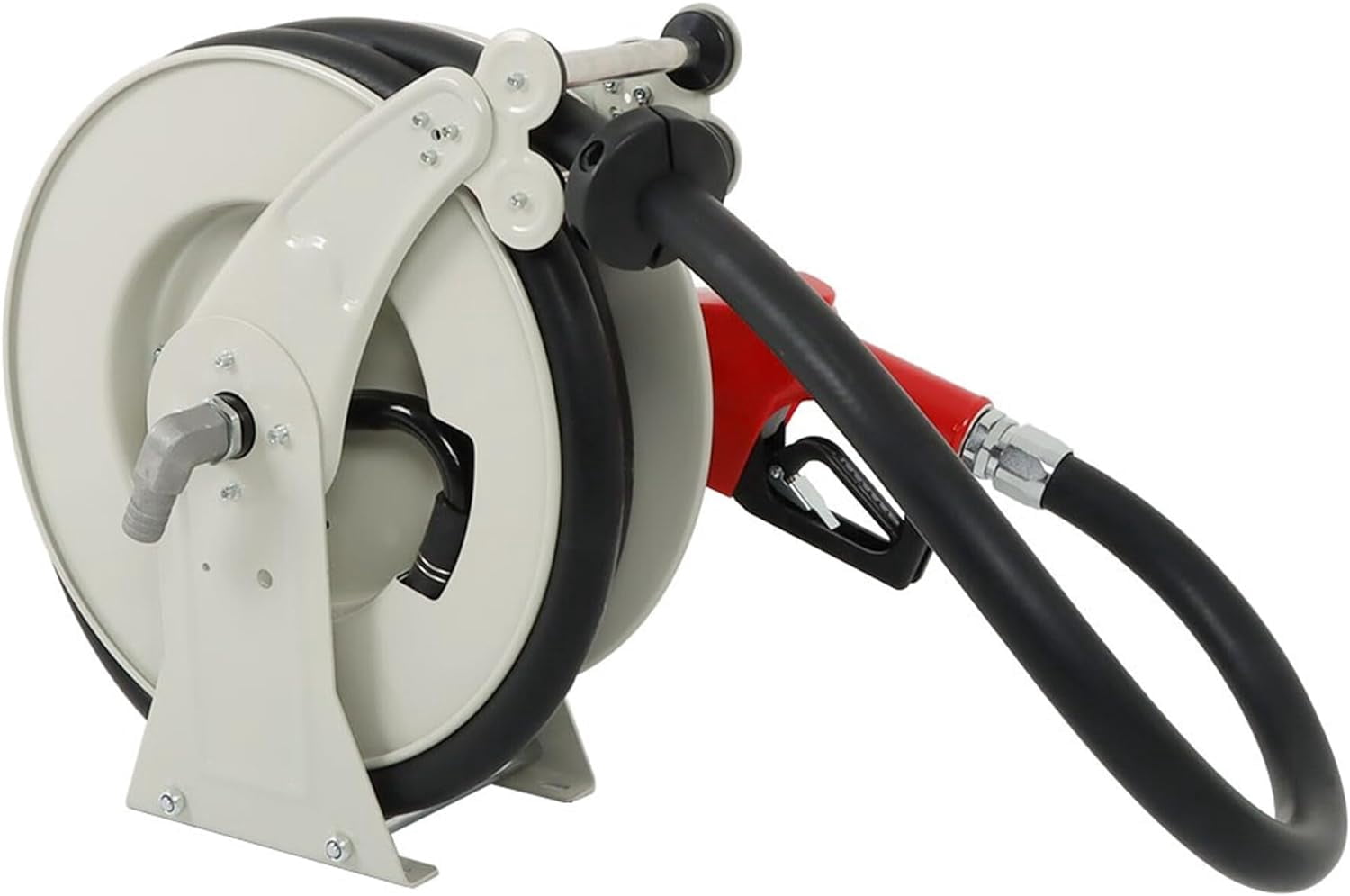 Fuel Hose Reel 1 Inch x 33 Feet Diesel Hose Reel Steel Structure Base Rubber Hose with Fuel Nozzle Hose Reel