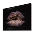 thumbnail image 2 of Designart 'Sexy Golden Metallized Woman Lips V' Modern Print on Natural Pine Wood, 2 of 5