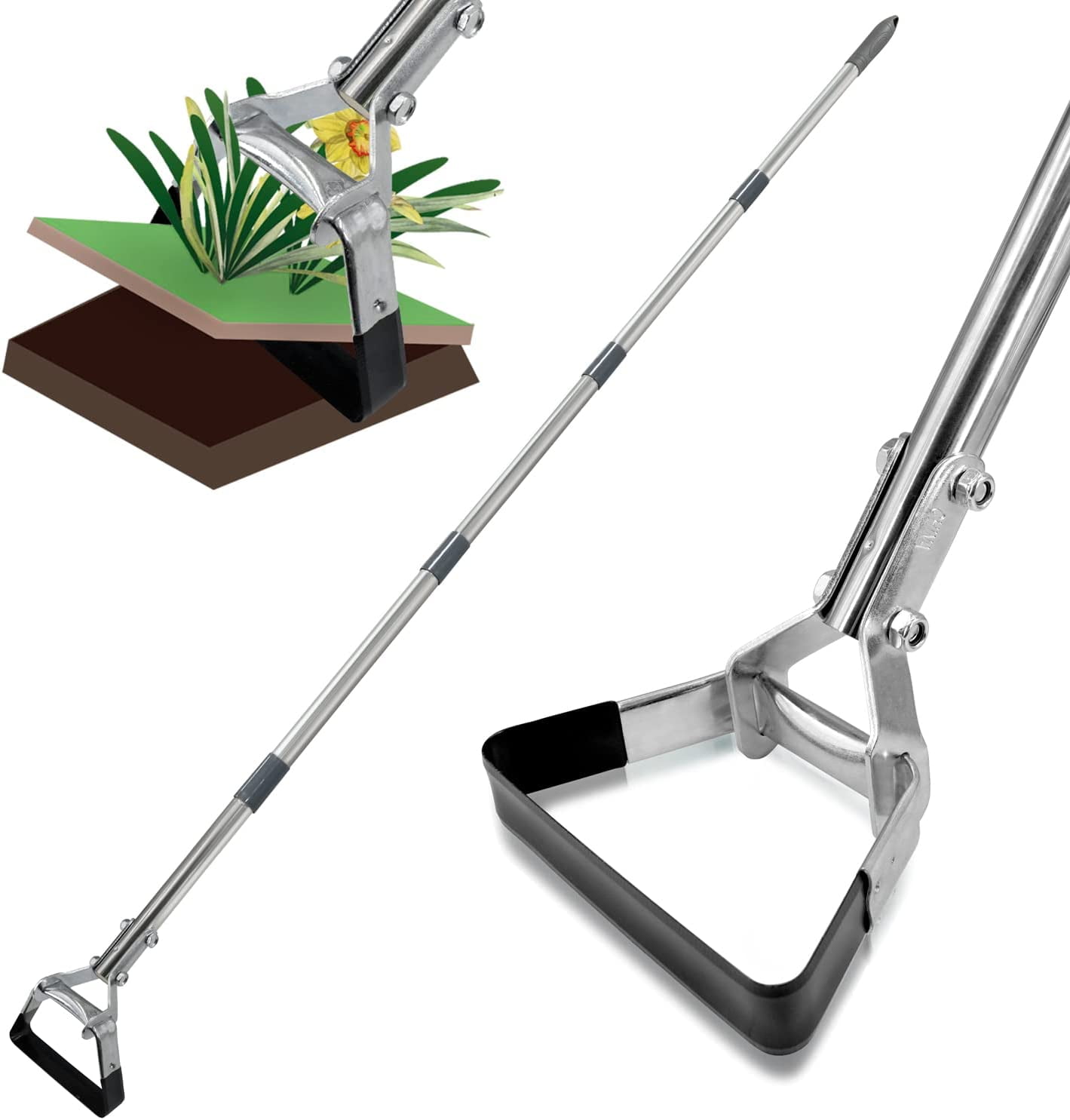 Hortem Hoe Garden Tool, 69” Stirrup Hoe Long Handle Heavy Duty