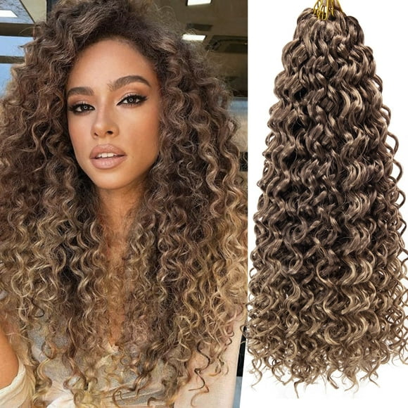 YXCHERISHAIR 8 Packs Curly Crochet Hair GoGo Curl Crochet hair for Black Women Deep Wave Braiding hair,Synthetic Bohemian Crochet Braid Water Wave Crochet