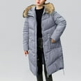 thumbnail image 3 of dazeni Women's Down Coats Quilted Padded Snow Parka with Fuzzy Trim Hood Warm Fleece Knee Length Coats Jackets 2024 Winter Fashion Clothes, 3 of 5