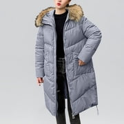 EGNMCR Womens Long Puffer Coat, Long Sleeve Padded Winter Down Coats, Hooded Parka Jacket Women's Winter Fashion Tooling Long Slim Hooded Cotton Jacket Coat Women Coat