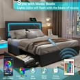 thumbnail image 3 of Full Bed Frame with LED Headboard Modern Upholstered Platform Bed Frame with 4 Storage Drawers & USB and Type-C Ports,Faux Leather Bed Frame for Bedroom,Black, 3 of 7
