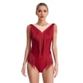 thumbnail image 5 of Leotardo de Ballet y gimnasia para mujer, traje de baile, mono sin mangas con borlas de malla transparente, leotardo con flecos de diamantes de imitación brillantes, Ropa de baile, 5 of 5
