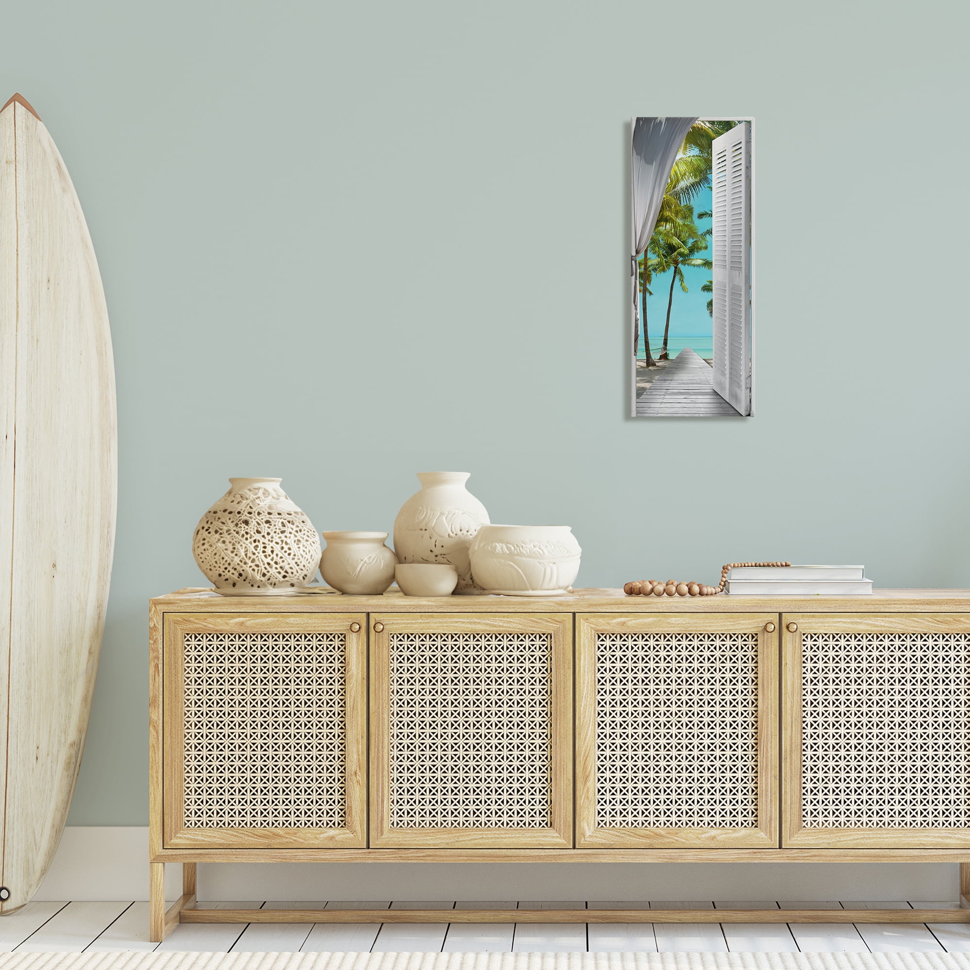 Stupell Industries Tropical Beach Villa View Nautical & Beach Painting Wrapped Canvas Art Print Wall Art, 13 x 30