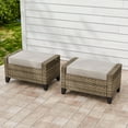 thumbnail image 2 of INTER HUT 2 Pieces Modern Outdoor Wicker Patio Footstools, Multipurpose PE Rattan Ottomans Set, Brown/Gray, 2 of 9