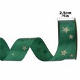 thumbnail image 2 of QISIWOLE Christmas Ribbon, 30 FT x 0.98 In Polyester Roll with Tree Print, for Gift Wrapping, Wreath Bows, Holiday Garland and Party Decorating, Green Star Ribbon, 2 of 8