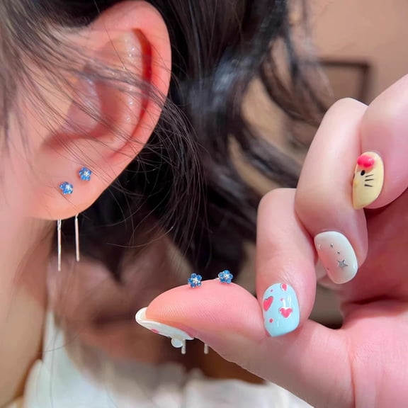 Flower Threader Earrings for Women New Fashion Exquisite Sweet High-end Earrings Elegant Niche Simple Versatile Ear Jewelry Accessories