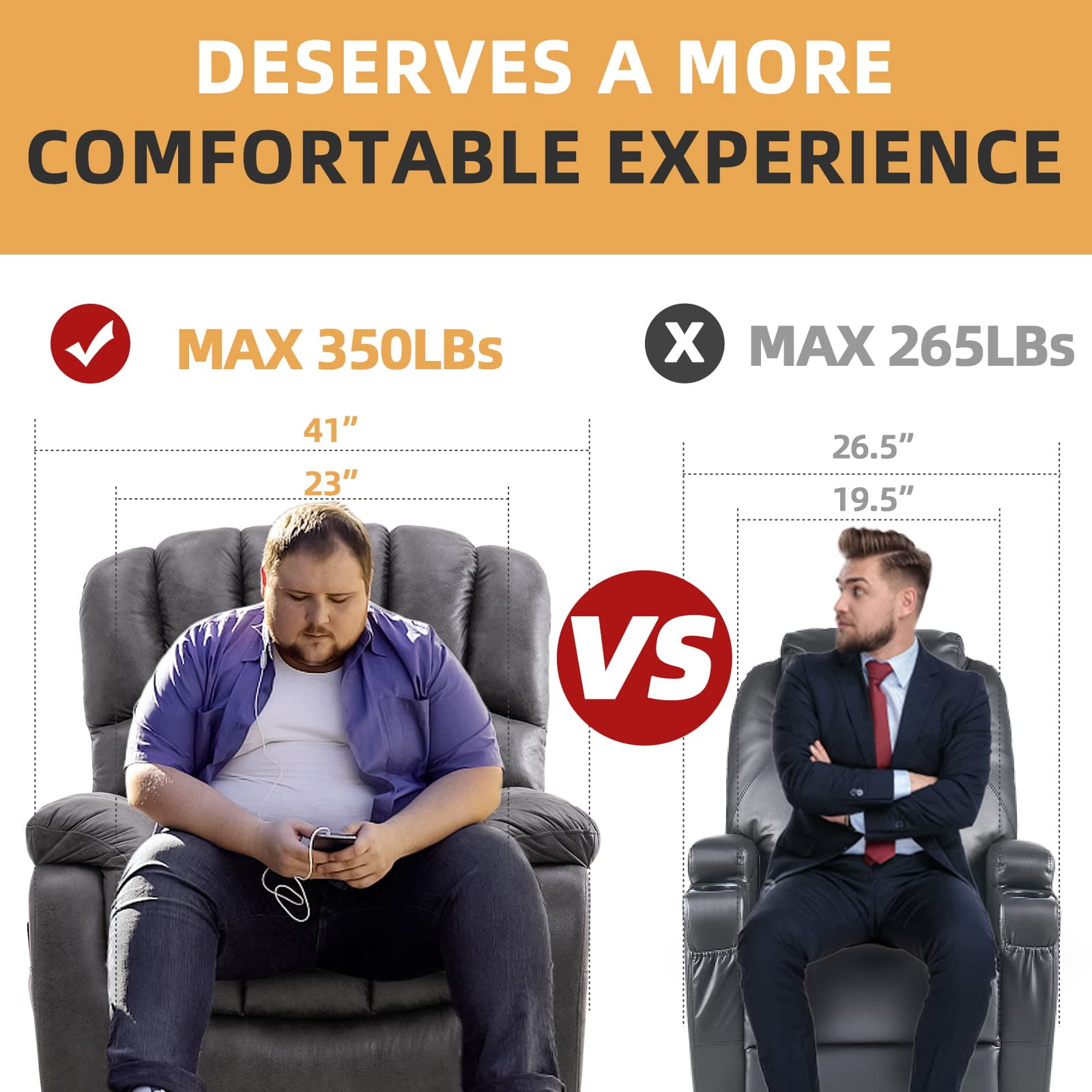 Recliner for 350 lb person discount