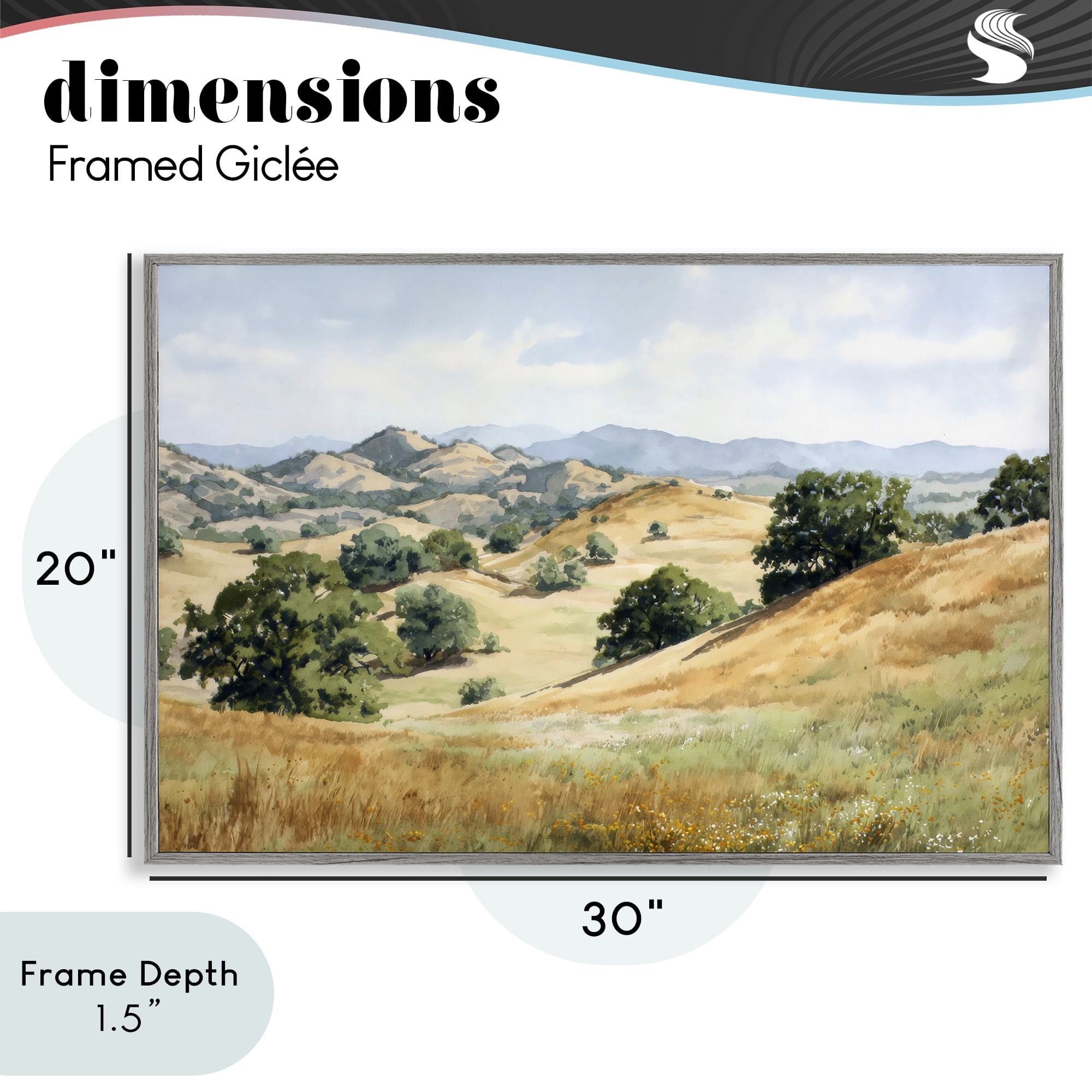 Stupell Industries Idyllic Mountains and Trees Gray Framed Giclee Art, design by Petal Prints Design