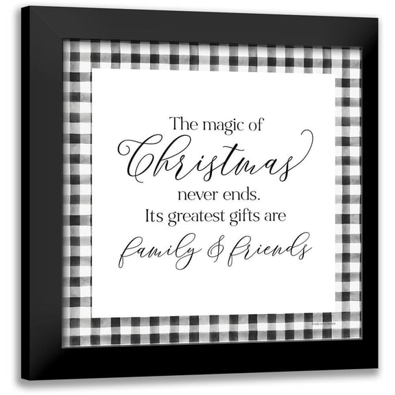 Lady Louise Designs 12x12 Black Modern Framed Museum Art Print Titled - The Magic of Christmas Never Ends