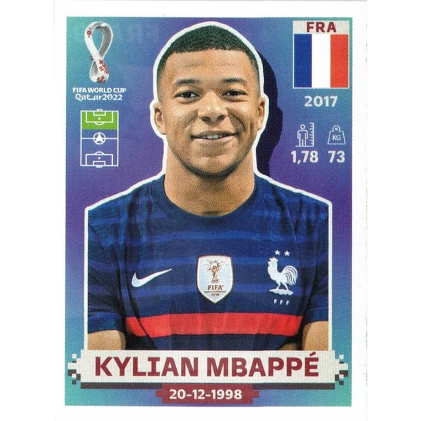 Sticker Panini 2022 Kylian Mbappé Francia Fútbol 4,9 x 6,5 cm
