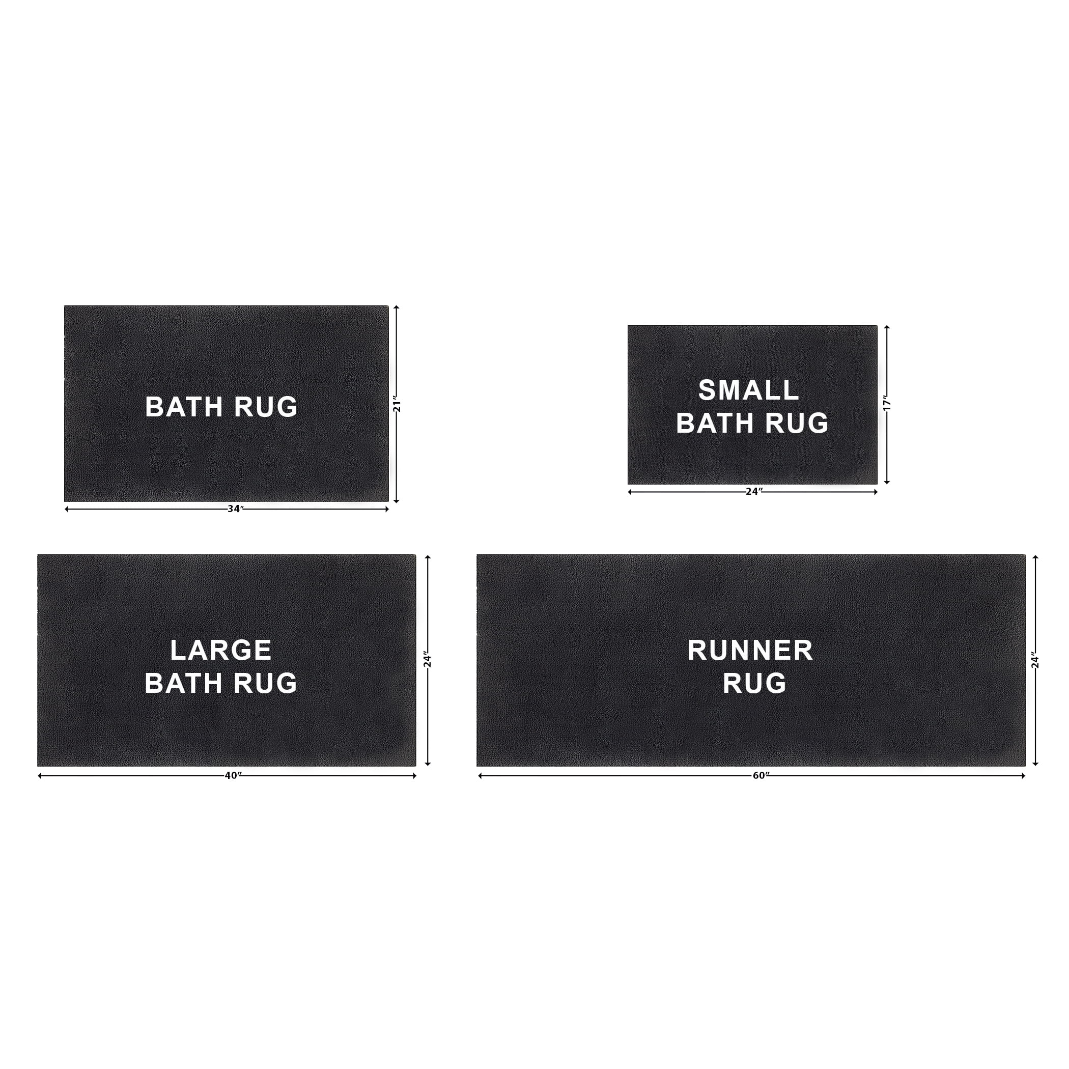 Hotel Style Grey 2-Piece Micro-Polyester 17" x 24" Bath Rug Set