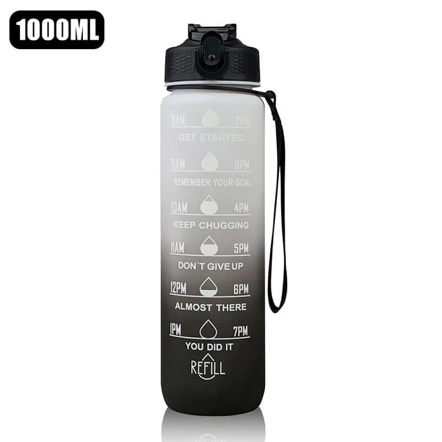Botella de agua de 1 litro, botella de agua deportiva motivacional, botellas para beber a prueba de fugas, viaje, gimnasio al aire libre, jarras de Fitness para cocina, nuevo