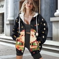 thumbnail image 3 of FOR U DESIGNS Christmas Zipper Hooded Sweatshirt Women Trendy Oversized Hoodies Size 2XL Long Sleeve Santa Claus Hoodie for Women Activewear Down-Shoulder Collar Tops, 3 of 7