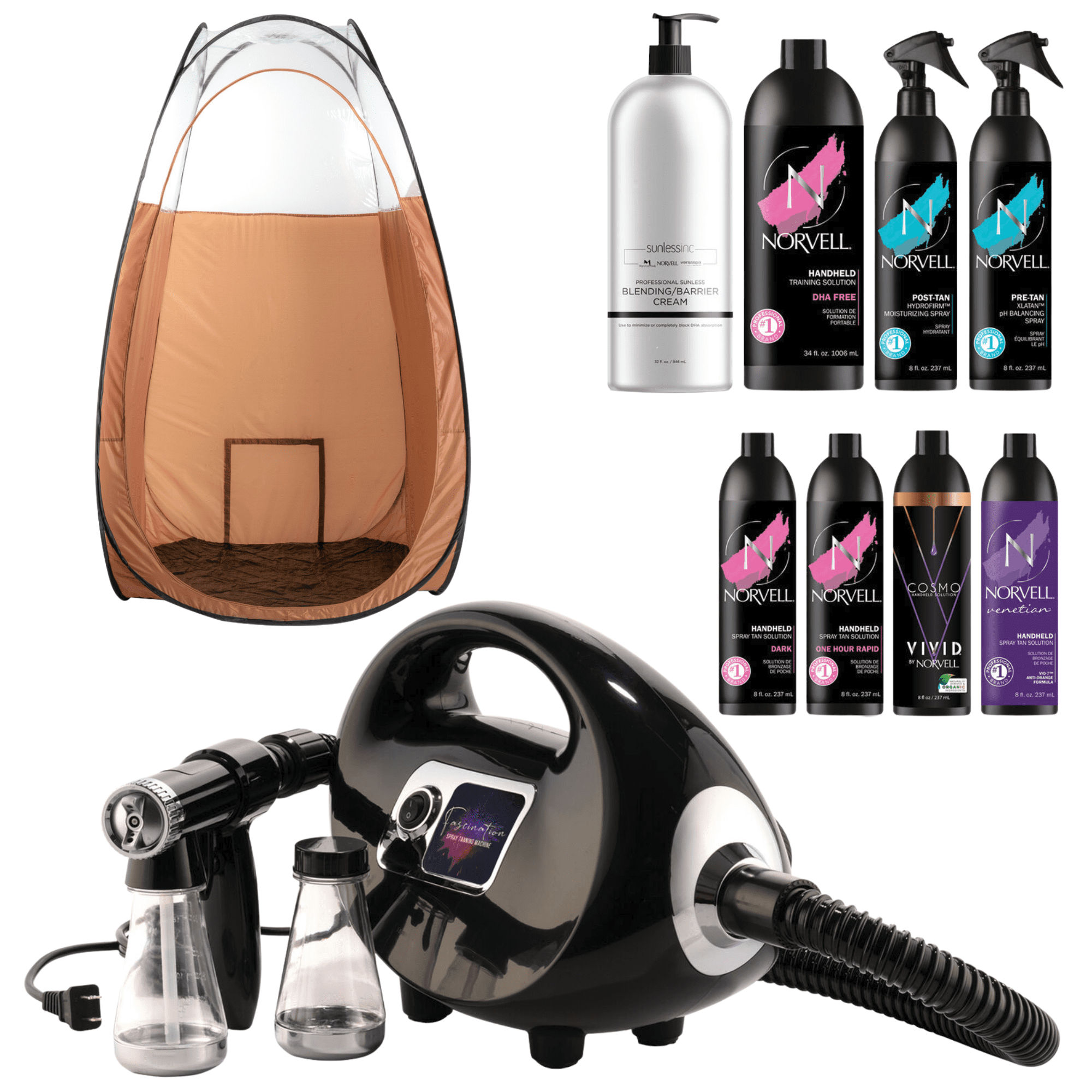 Naked Sun Fascination Spray Tanning Machine with Norvell Sunless Pro