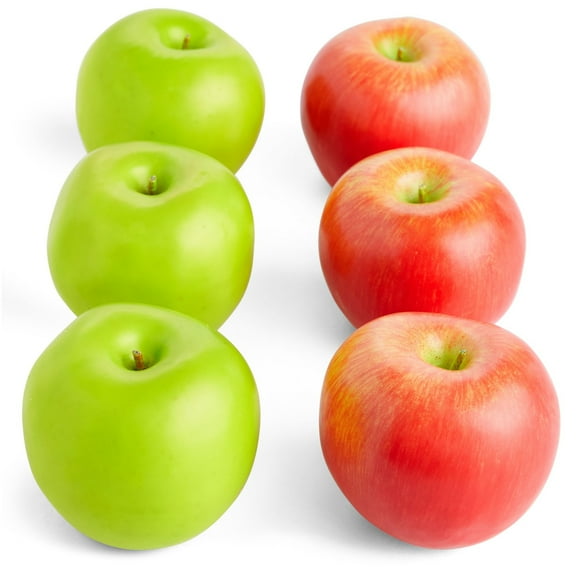 Juvale Artificial Apples Set - Lifelike Foam Apples for Crafts & Displays - 6-Pack, 2.7"×2.2"×2.5"" - Red & Green