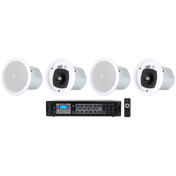 (4) JBL Control 24CT 4" 70v Commercial Restaurant/Bar White Ceiling Speakers Amp